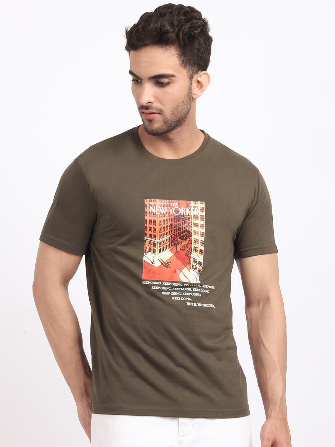 

HOUSE OF VEDAS Graphic Printed T-shirt, Olive