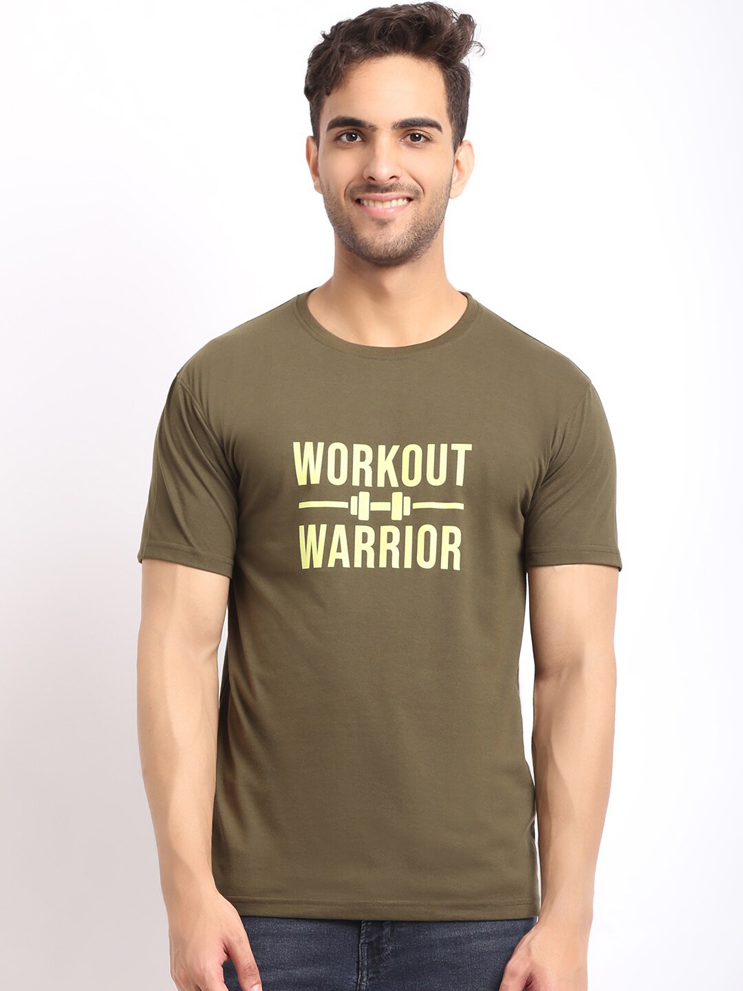 

HOUSE OF VEDAS Typography Printed T-shirt, Olive
