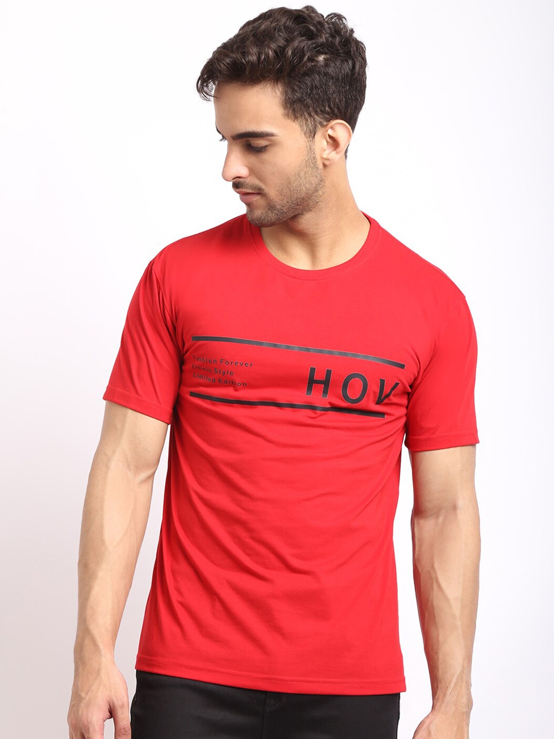 

HOUSE OF VEDAS Typography Printed T-shirt, Red