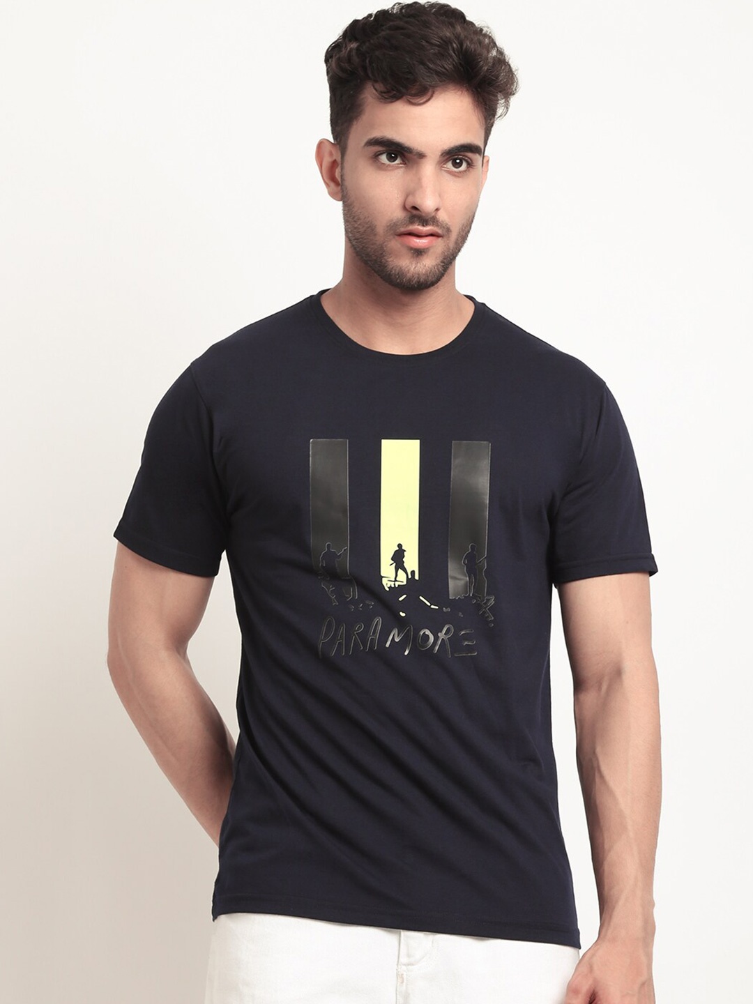 

HOUSE OF VEDAS Graphic Printed Short Sleeves T-shirt, Navy blue