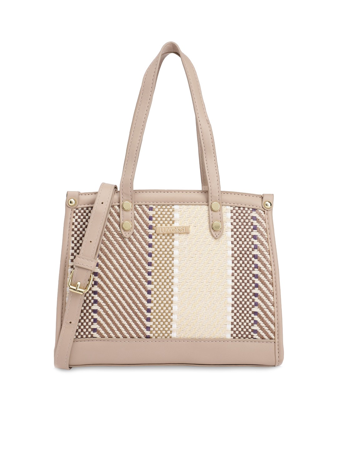 

Luvoksi Textured Structured Shoulder Bag, Beige