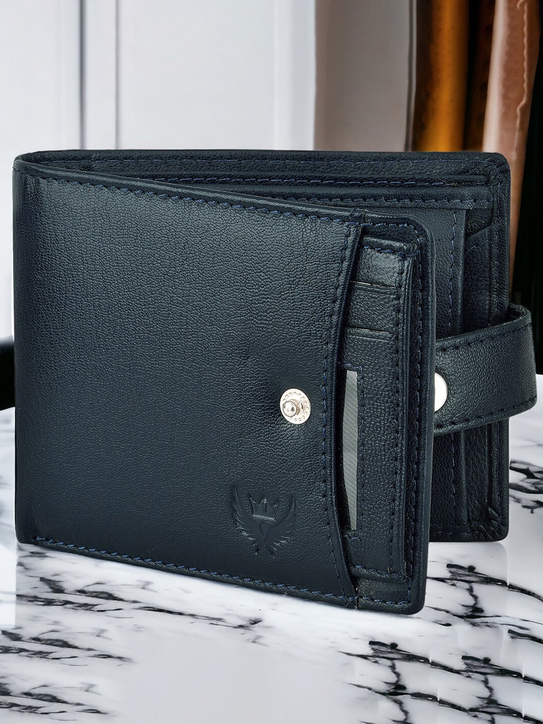 

LORENZ Men Leather Two Fold Wallet, Blue
