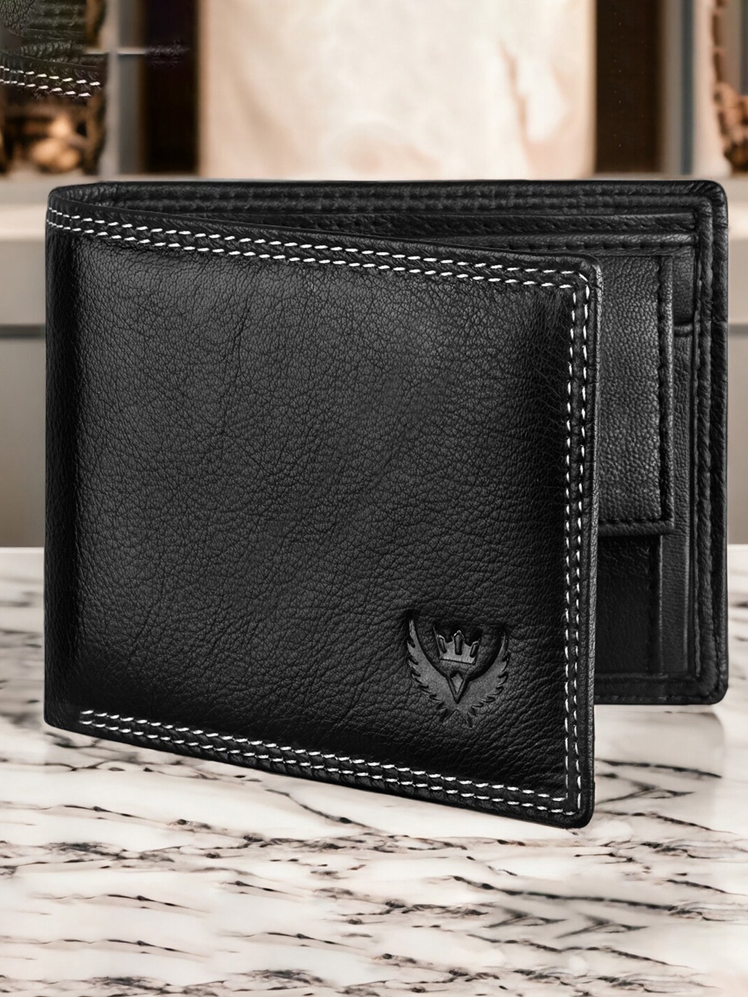 

LORENZ Leather Two Fold Wallet, Black