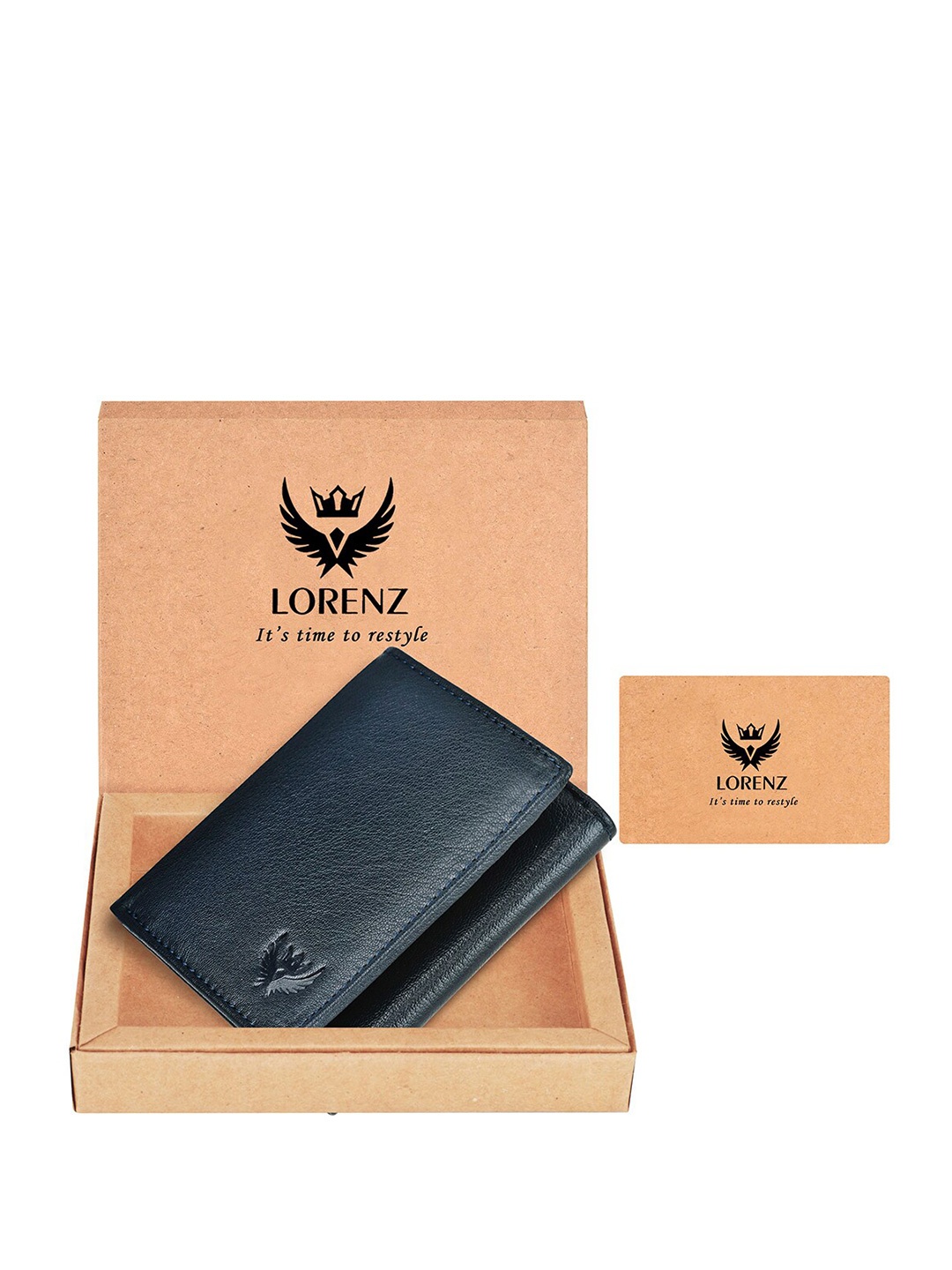 

LORENZ Men Leather Two Fold Wallet, Blue