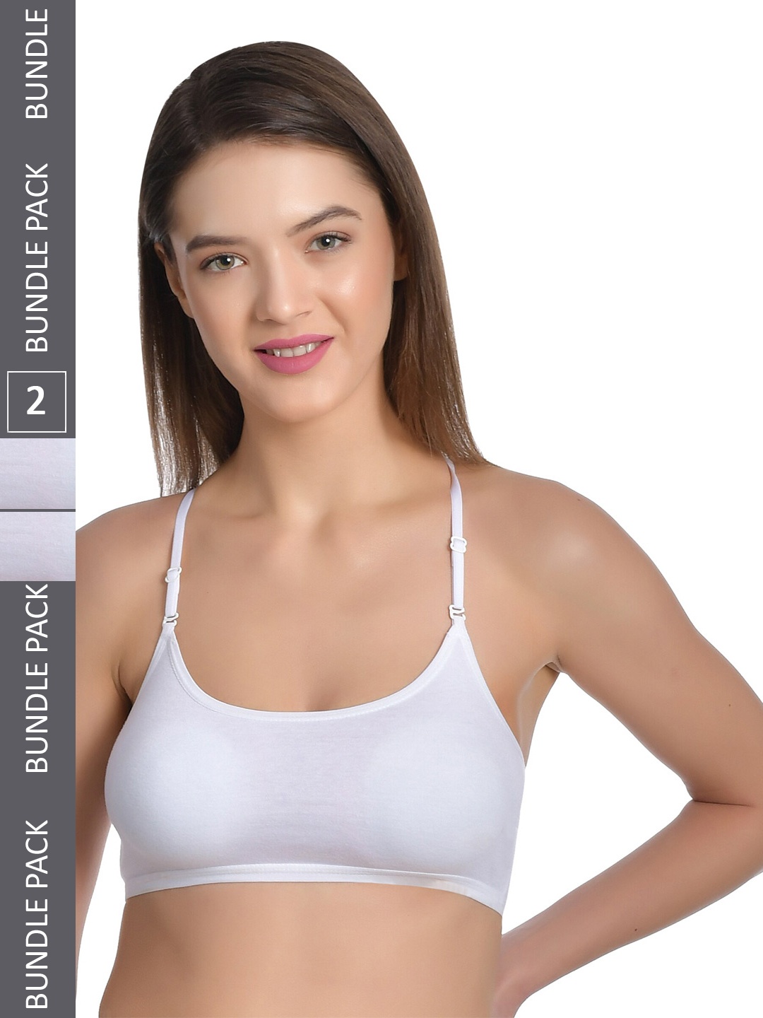 

Aimly Pack of 2 Full Coverage Non-Padded Non-Wired Sports Bra, White