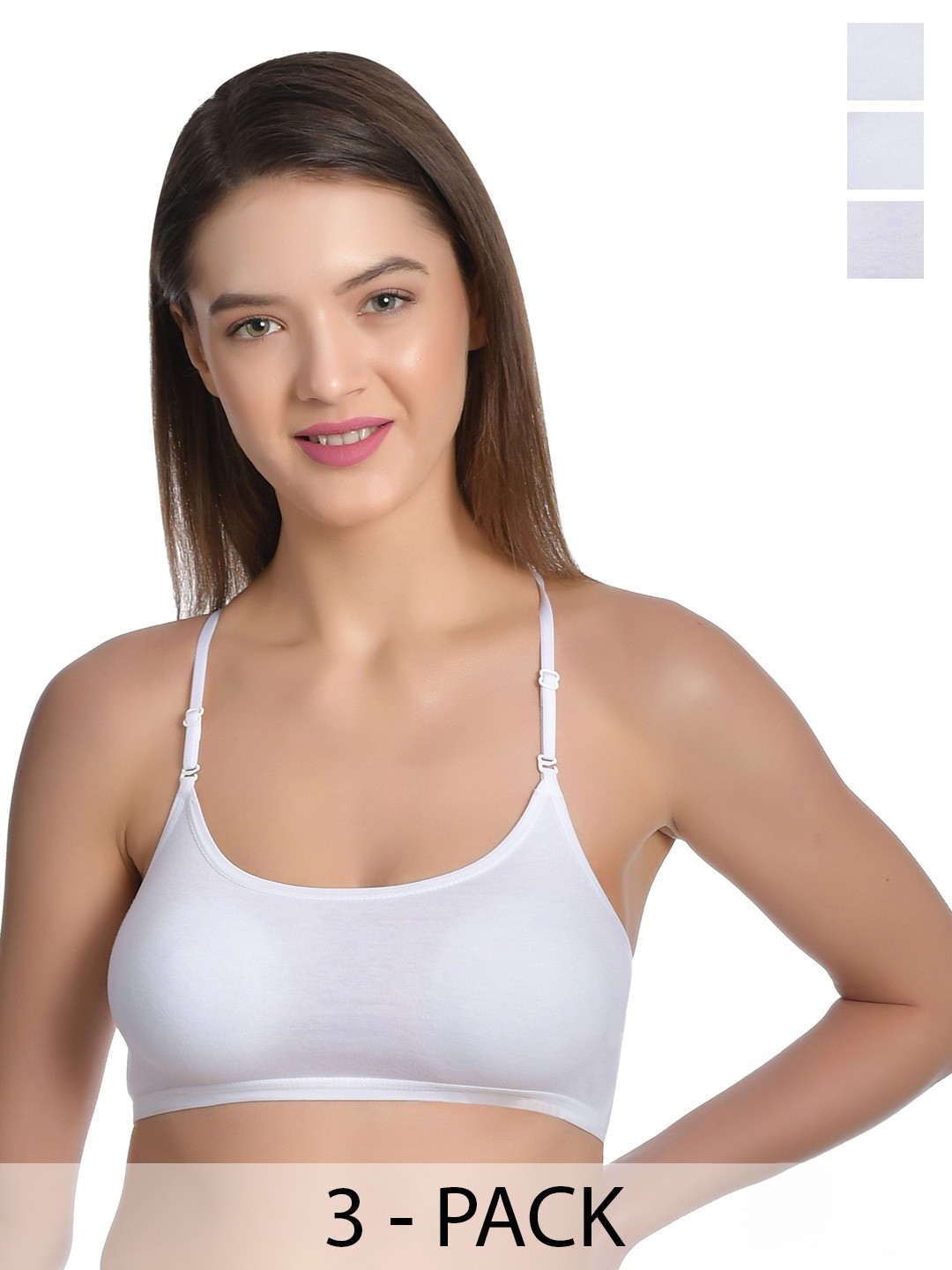 

Aimly Pack of 3 Full Coverage Non-Padded Seamless Cotton Bra, White