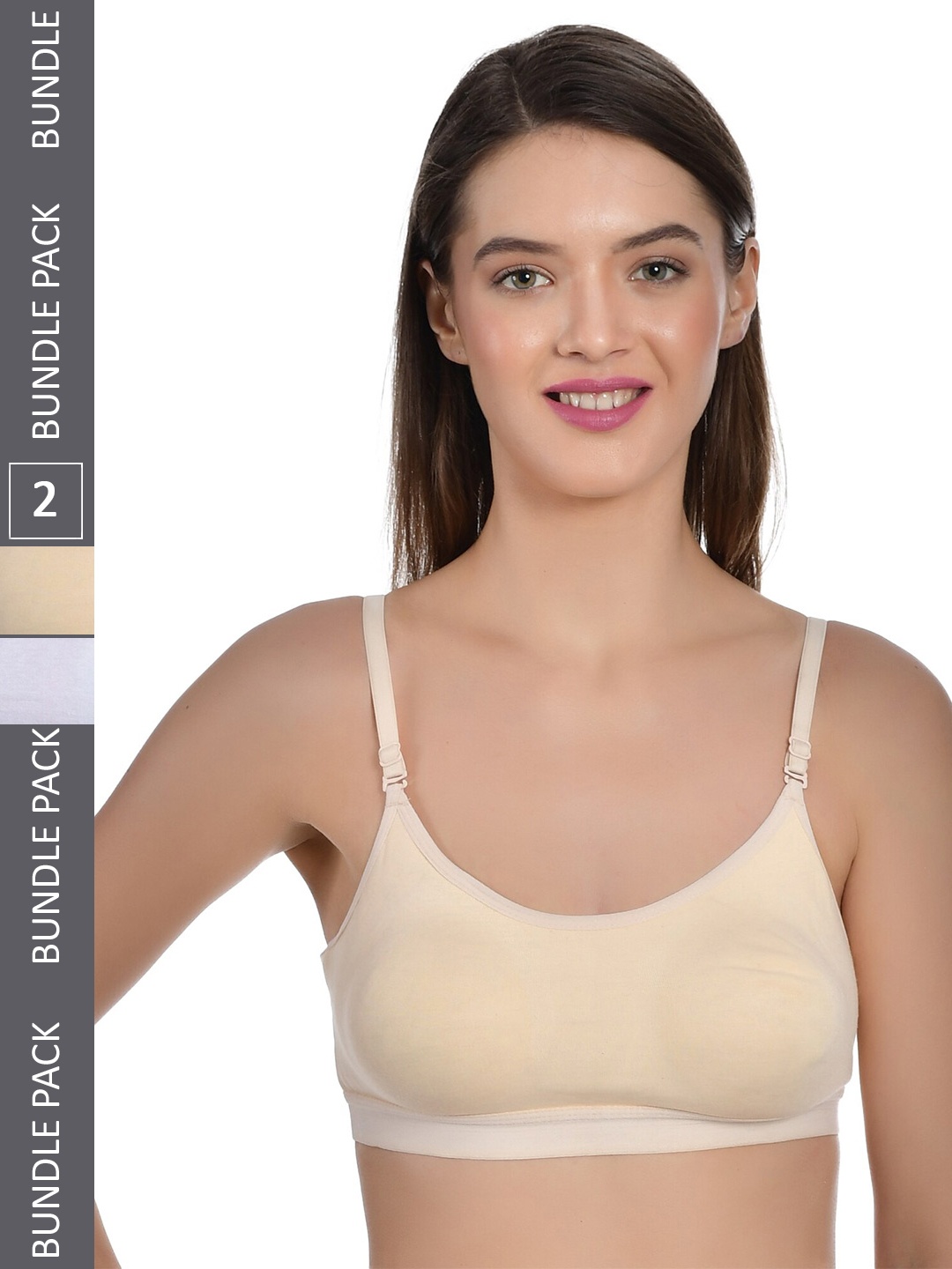 

Aimly Pack of 2 Full Coverage Non-Padded Seamless Cotton Bra, White
