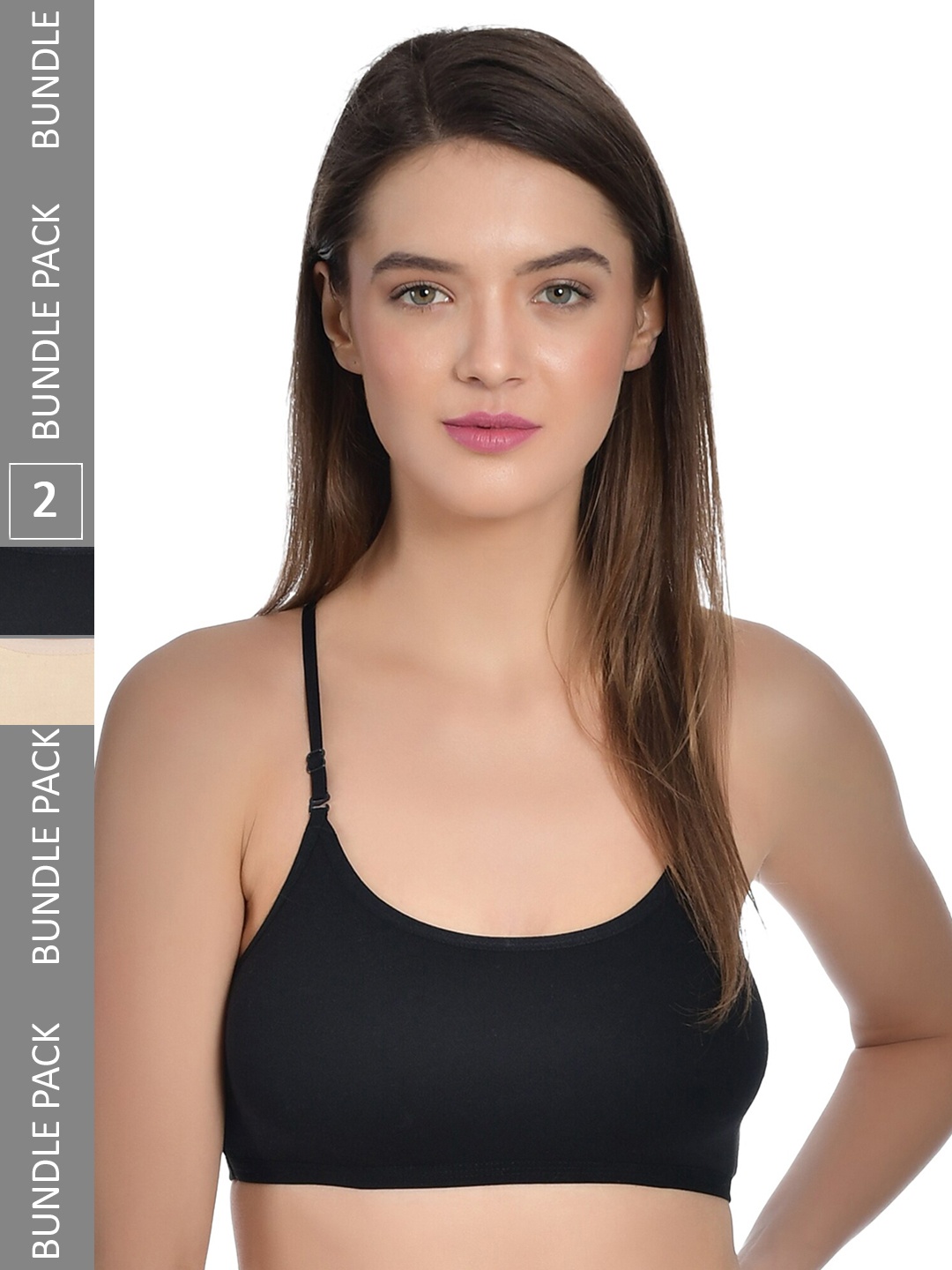 

Aimly Pack of 2 Full Coverage Non-Padded Non-Wired Sports Bra, Black