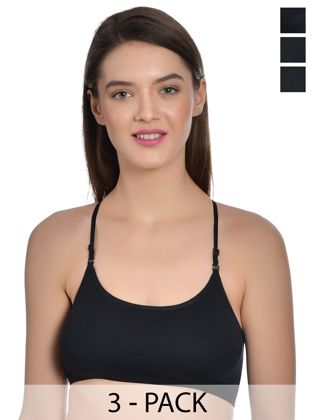 

Aimly Pack of 3 Full Coverage Non-Padded Seamless Cotton Bra, Black