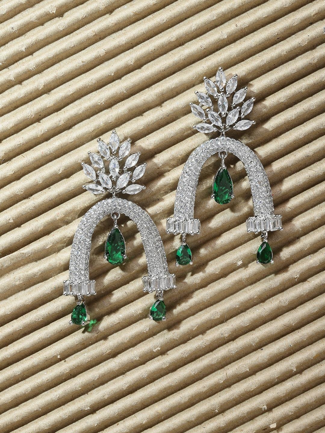 

ZENEME Rhodium-Plated Quirky Drop Earrings, Silver