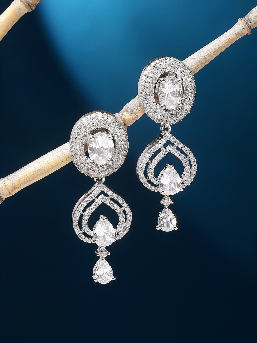 

ZENEME Rhodium-Plated Drop Earrings, Silver