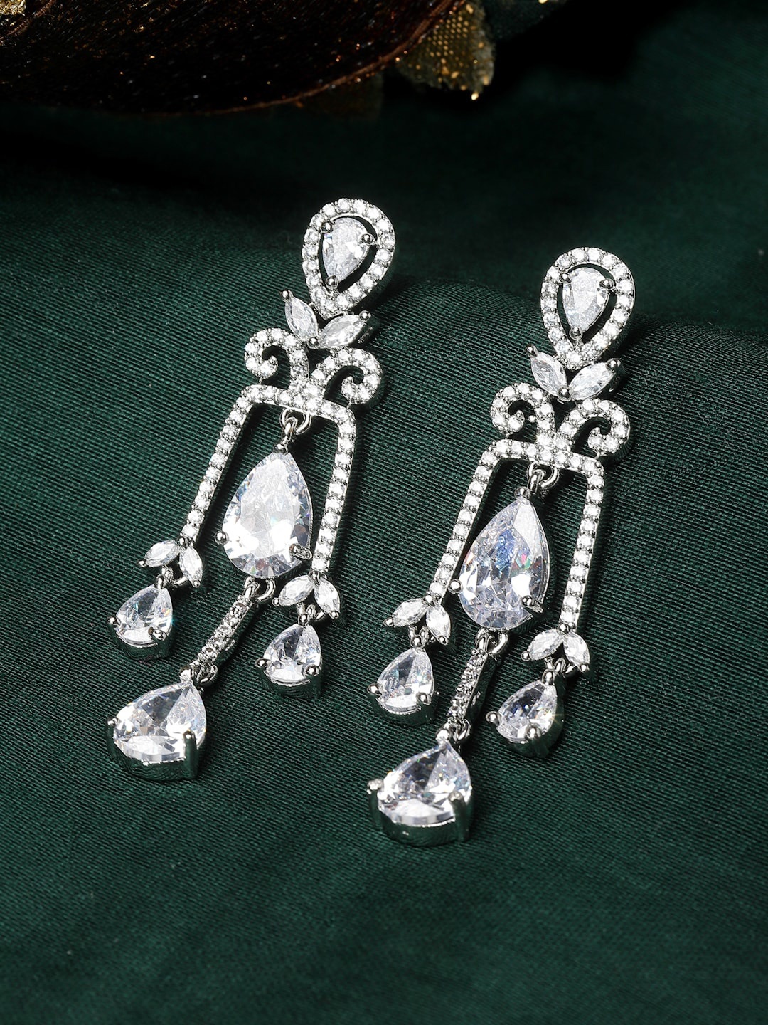 

ZENEME Rhodium-Plated Spiked Drop Earrings, Silver