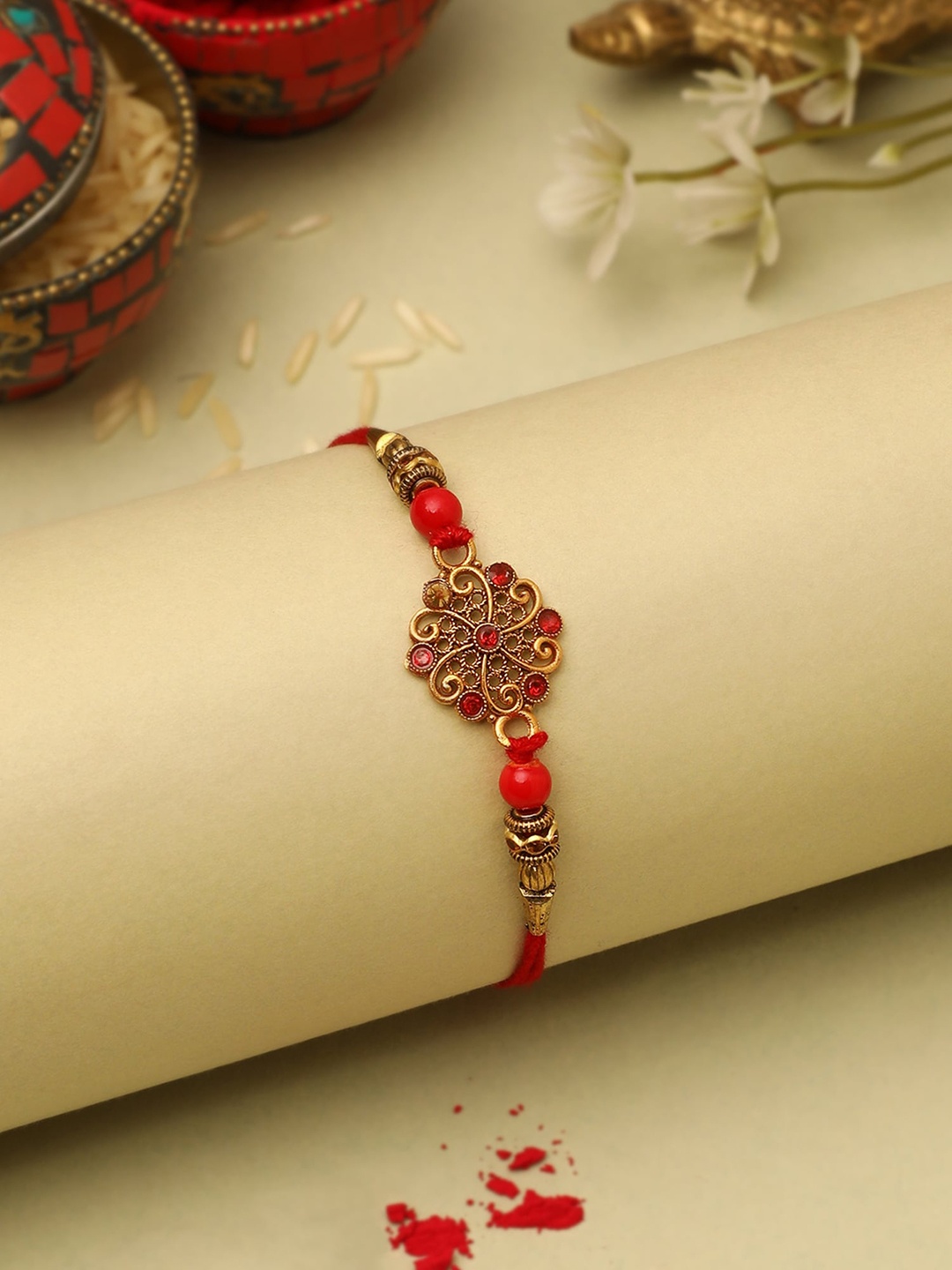 

The Purple Tree Rakhi With Printed Cushion & Roli Chawal, Red