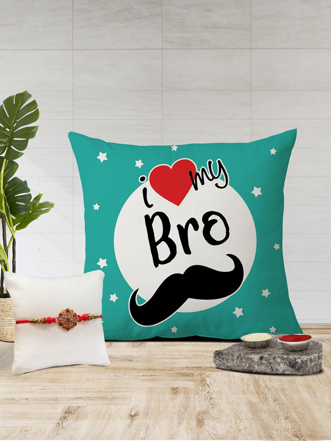 

The Purple Tree Rakhi With Printed Cushion & Roli Chawal, Red