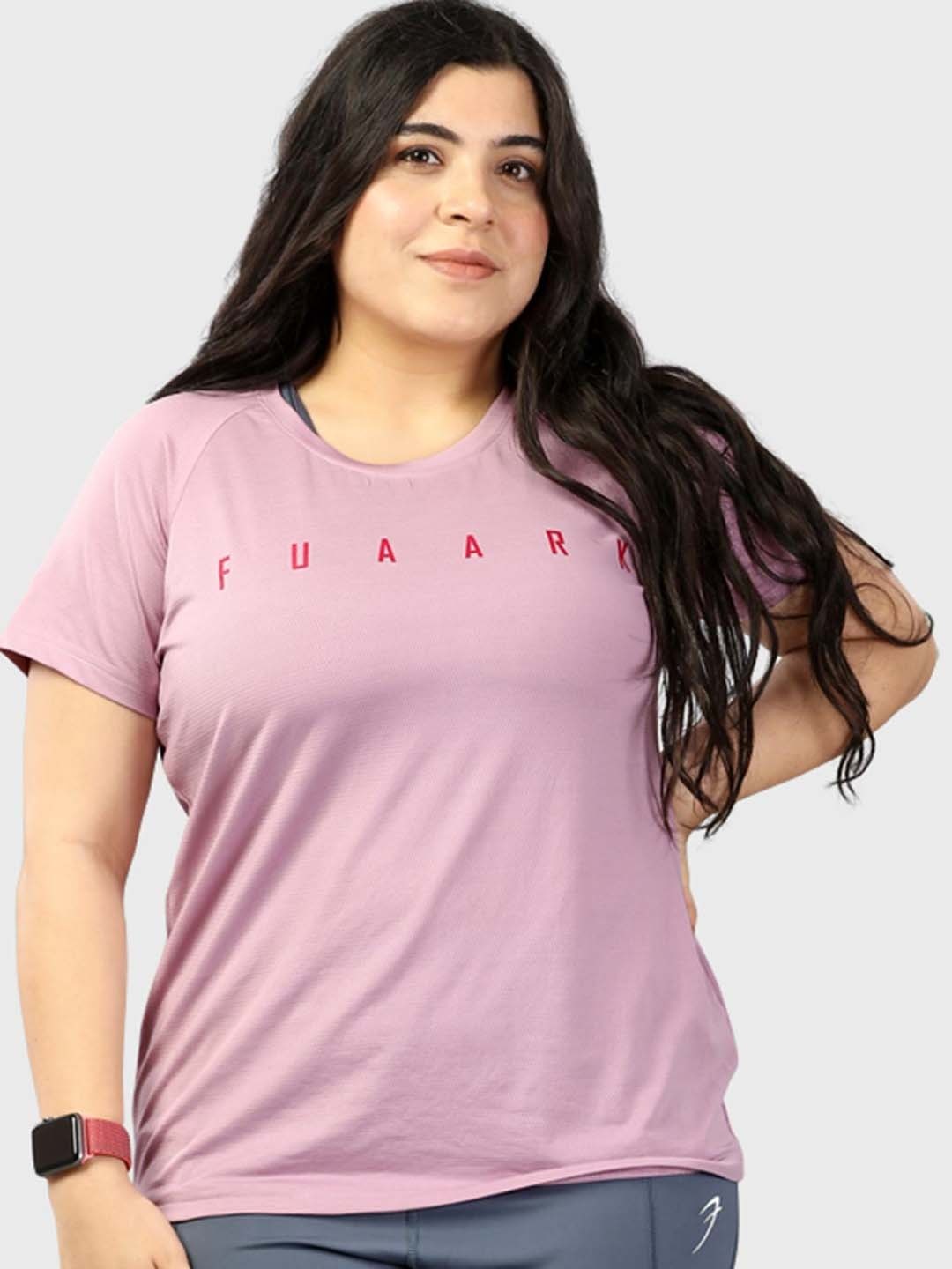 

FUAARK Typography Printed Raglan Sleeves Training or Gym Moisture Wicking Slim Fit T-shirt, Mauve