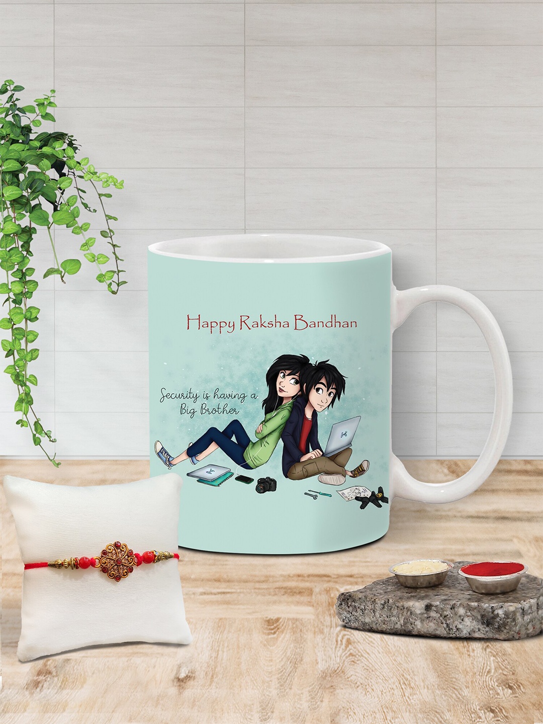 

The Purple Tree Rakhi With Printed Coffee Mug & Roli Chawal, Red