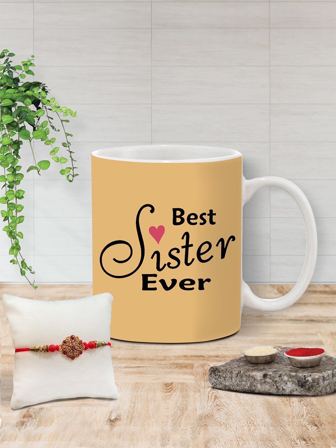

The Purple Tree Rakhi With Printed Coffee Mug & Roli Chawal, Yellow