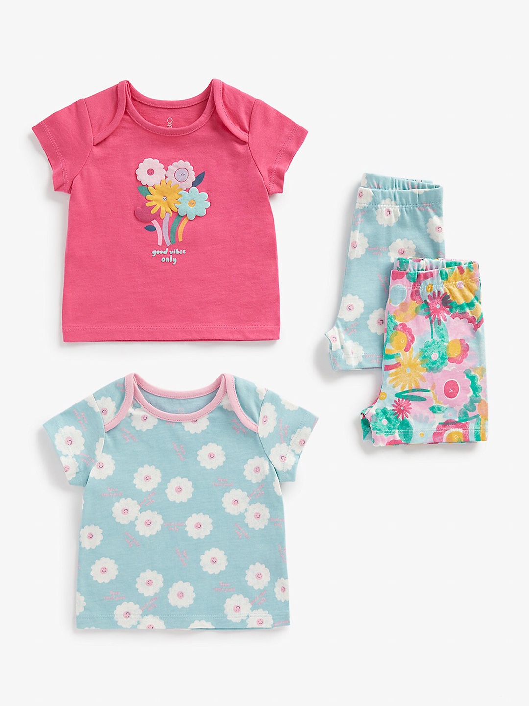 

mothercare Kids Pack Of 2 Printed T-shirt With Shorts, Pink