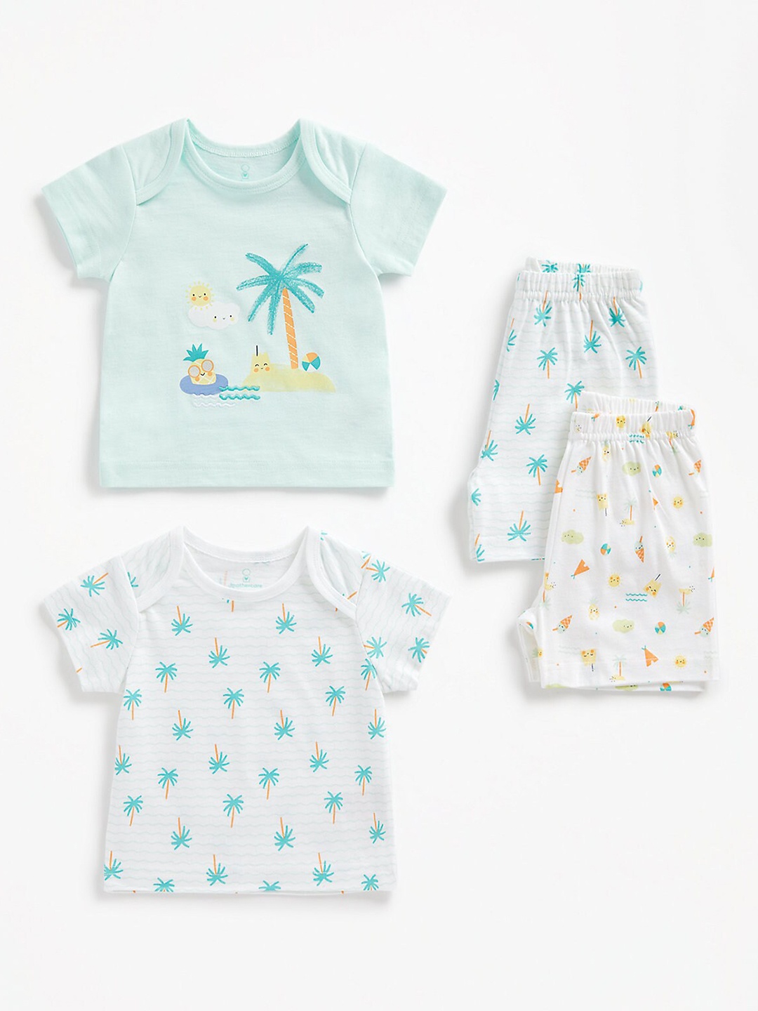 

mothercare Kids Pack Of 2 Printed T-shirt With Shorts, White