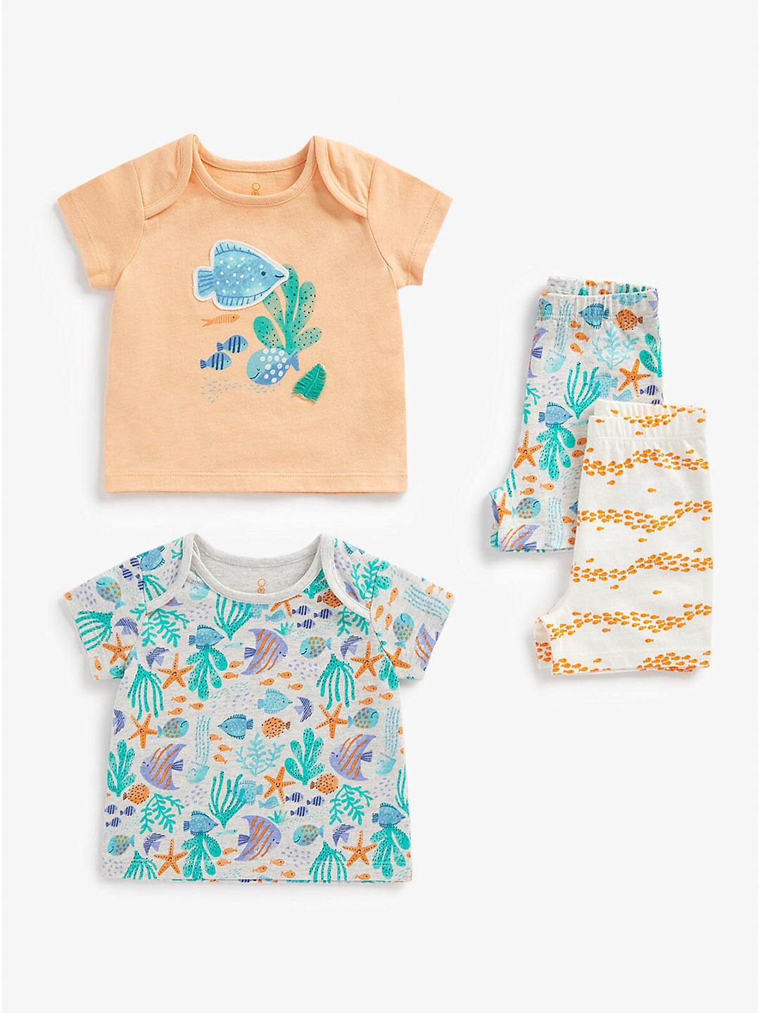 

mothercare Kids Printed T-shirt With Shorts, Orange