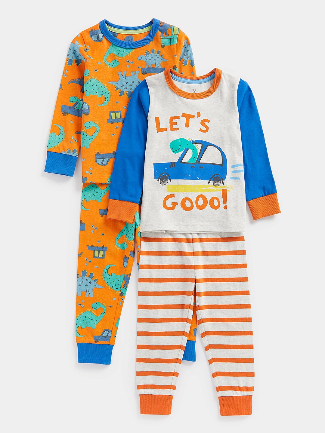 

mothercare Boys Printed T-shirt With Pyjamas, Orange