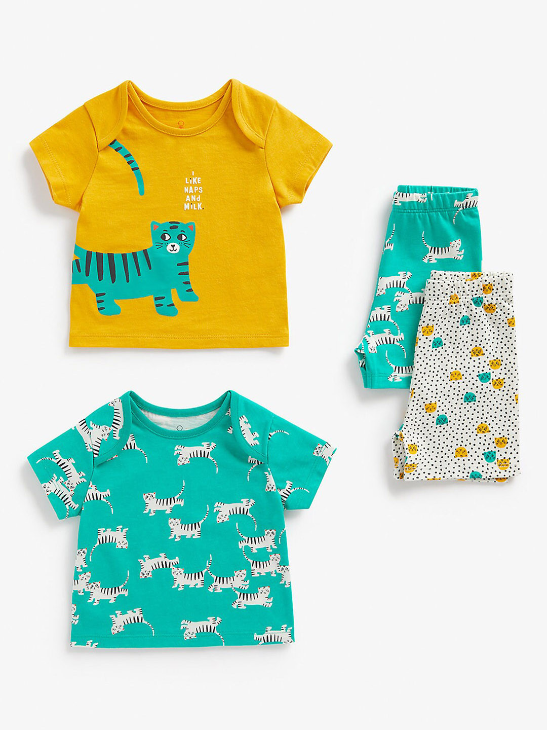

mothercare Kids Pack Of 2 Printed T-shirt With Shorts, Yellow