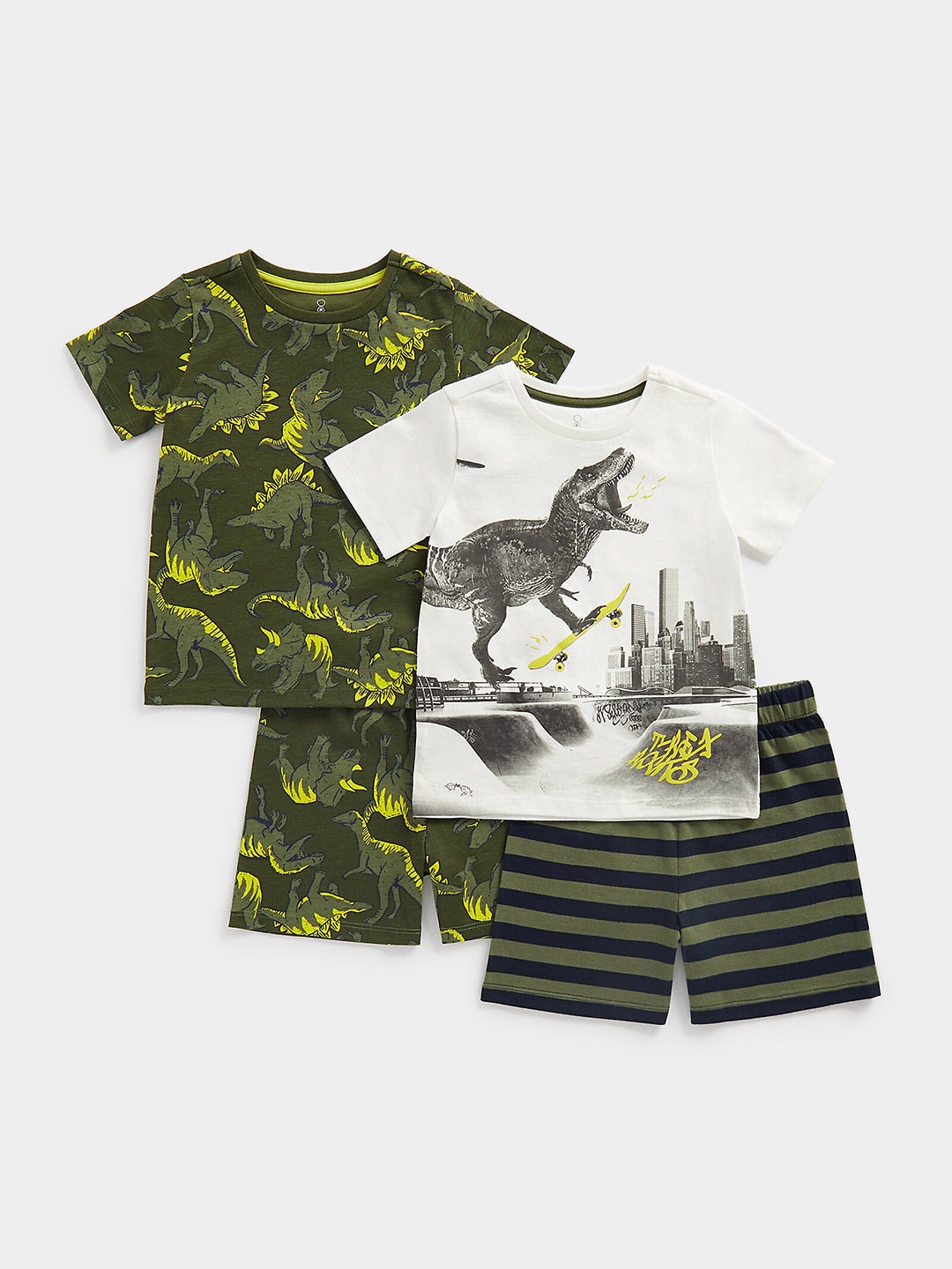 

mothercare Boys Pack Of 2 Printed T-shirt With Shorts, Green