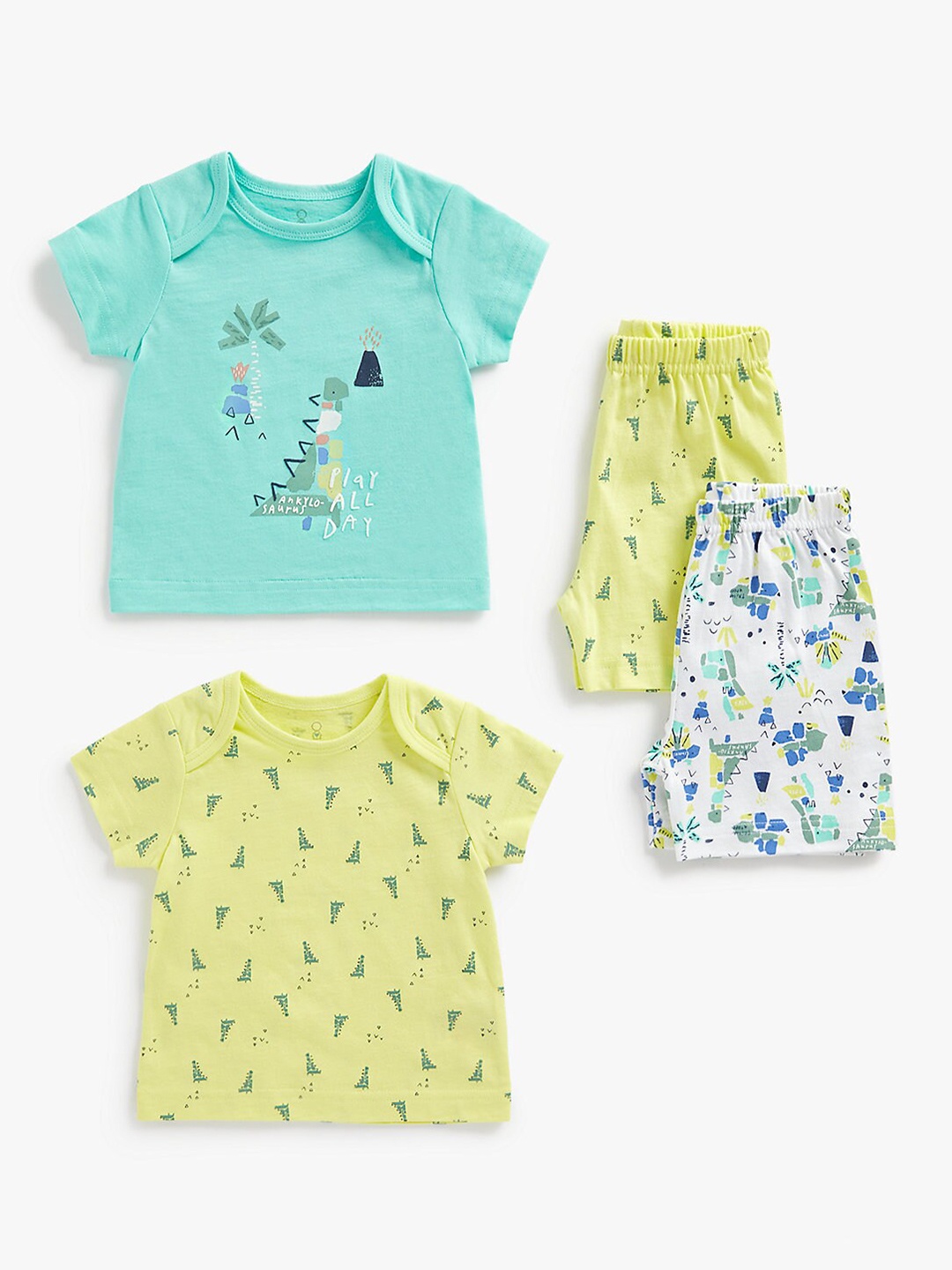 

mothercare Infants Kids Pack of 2 Printed T-shirt with Shorts, Yellow