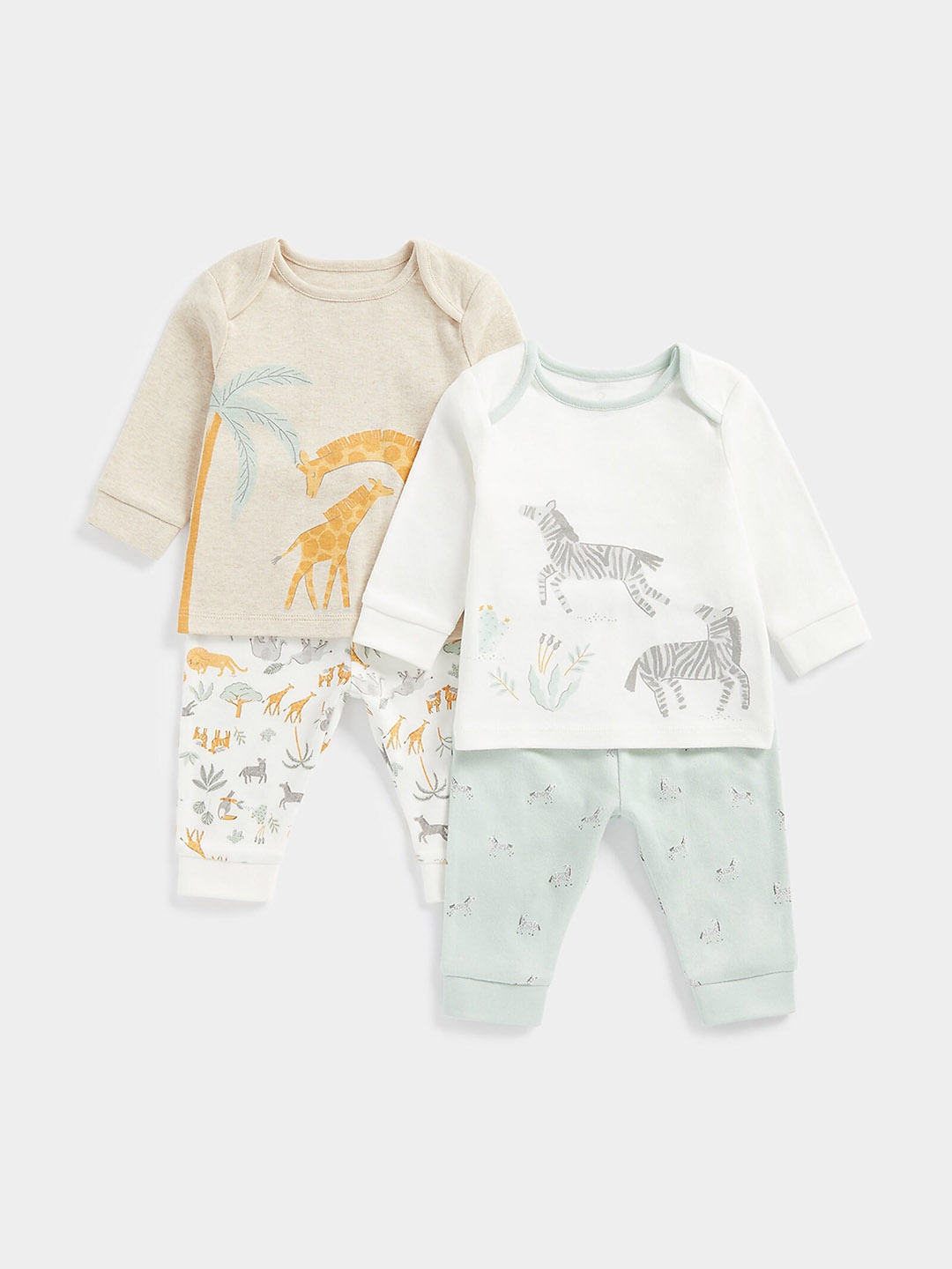 mothercare Infants Kids Pack of 2 Printed T-shirt with Shorts, Beige