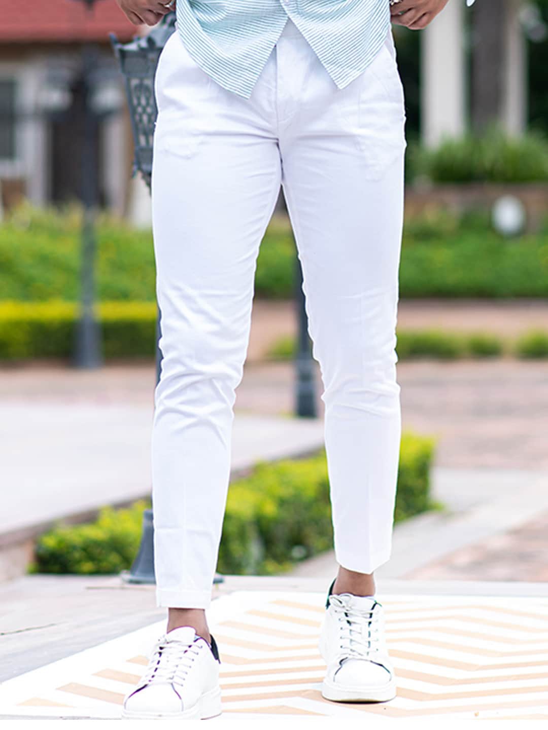 

Tistabene Men Smart Slim Fit Cotton Trousers, White
