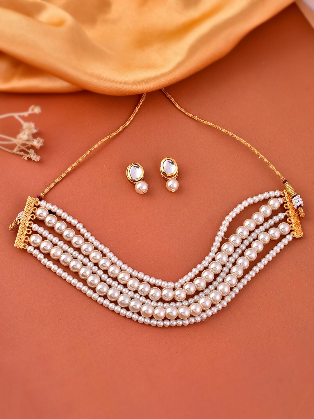

Silvermerc Designs Gold Plated Pearl Beaded Jewellery Set