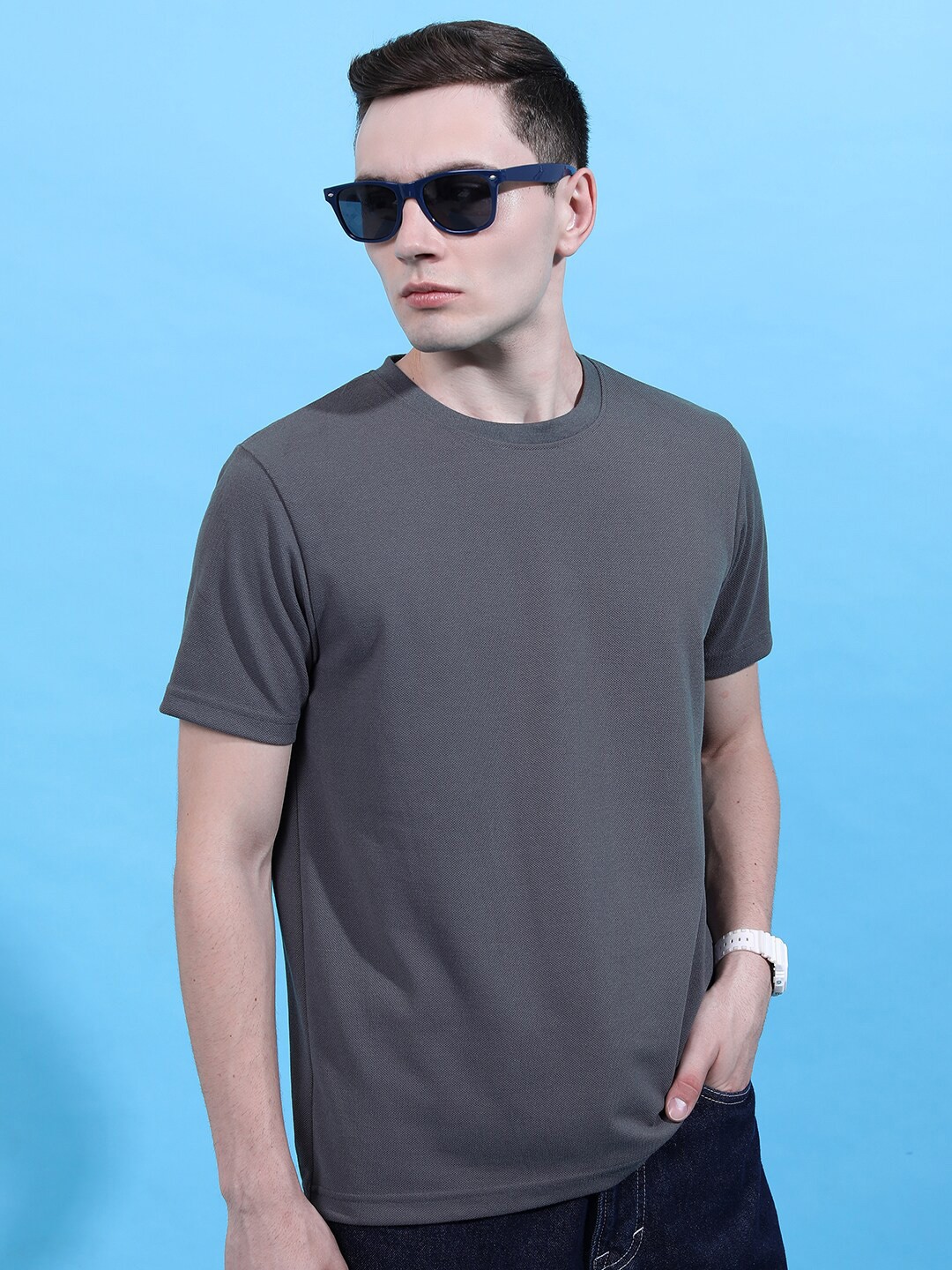 

HIGHLANDER Relax Fit Popcorn Structure T-Shirt, Grey