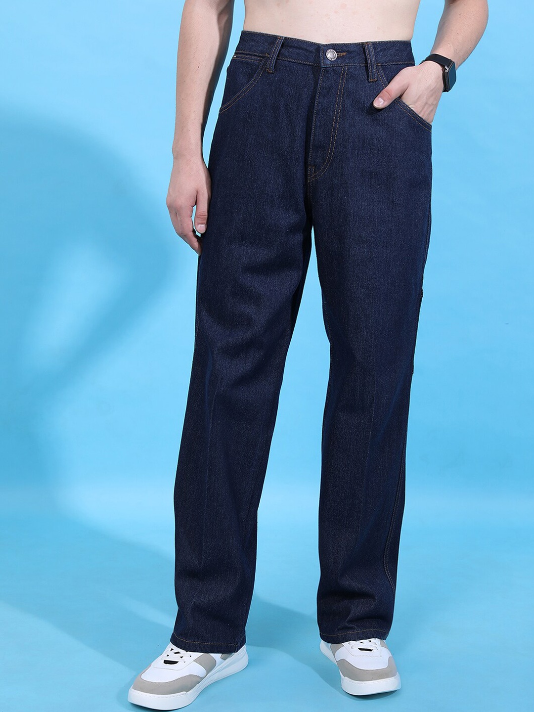 

HIGHLANDER Men Relaxed Fit Mid Rise Cotton Cropped Jeans, Blue