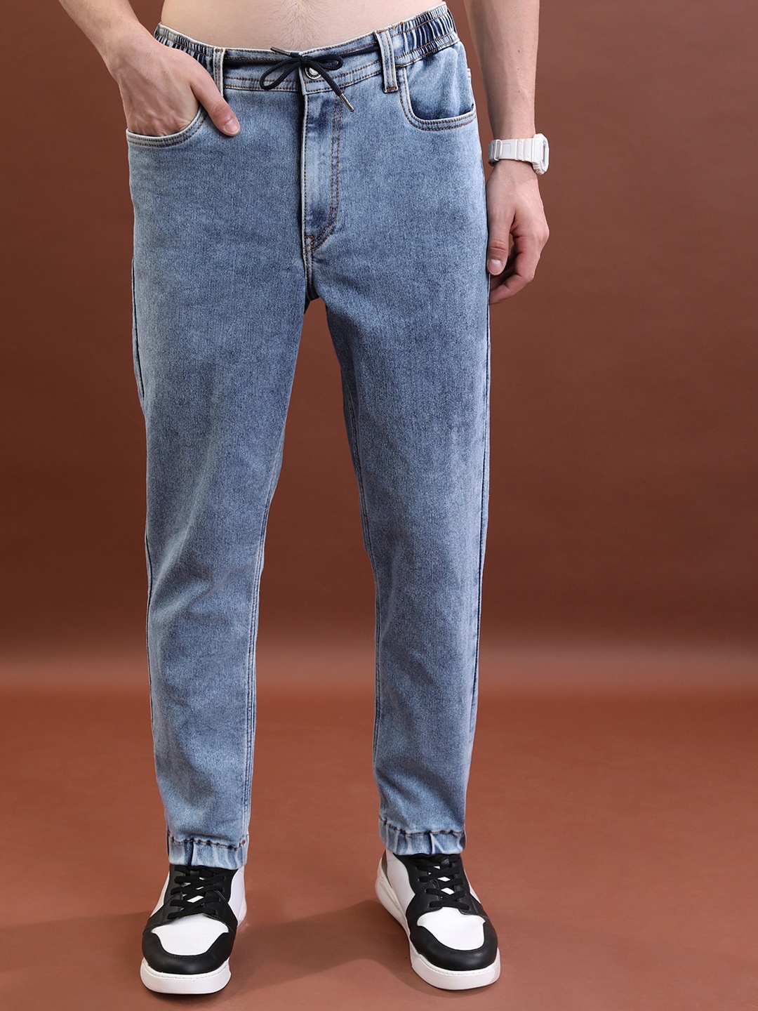 

HIGHLANDER Men Heavy Fade Stretchable Joggers, Blue