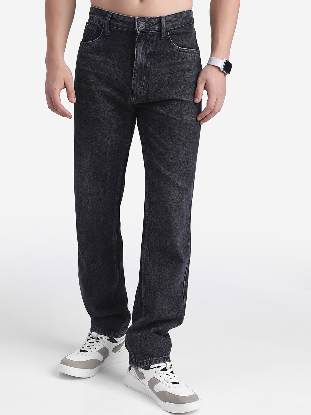 

HIGHLANDER Men Charcoal Straight Fit Clean Look Jeans