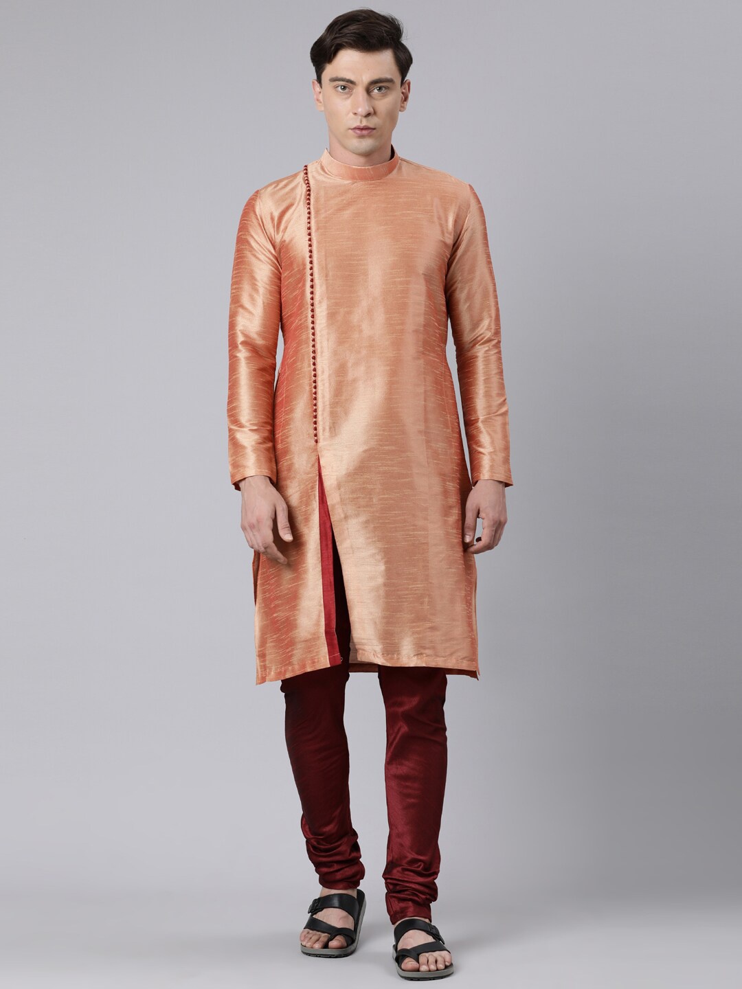 

Rishika Mandarin Collar Regular Kurta with Pyjamas, Peach