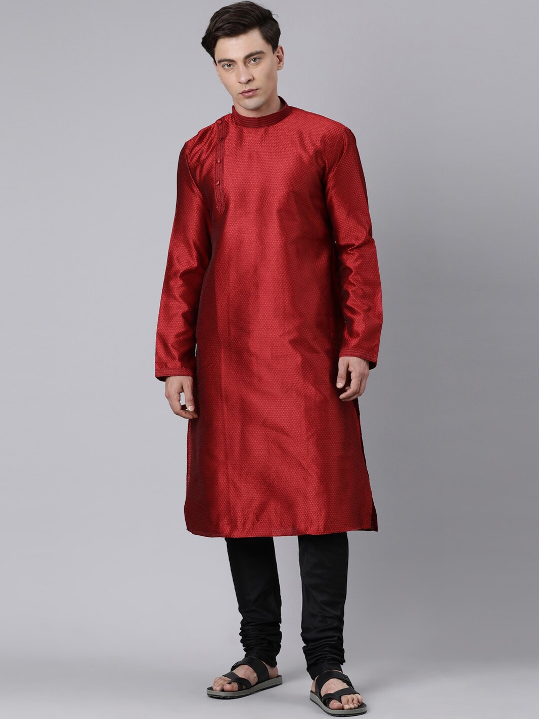 

Rishika Geometric Woven Design Kurta with Pyjamas, Red
