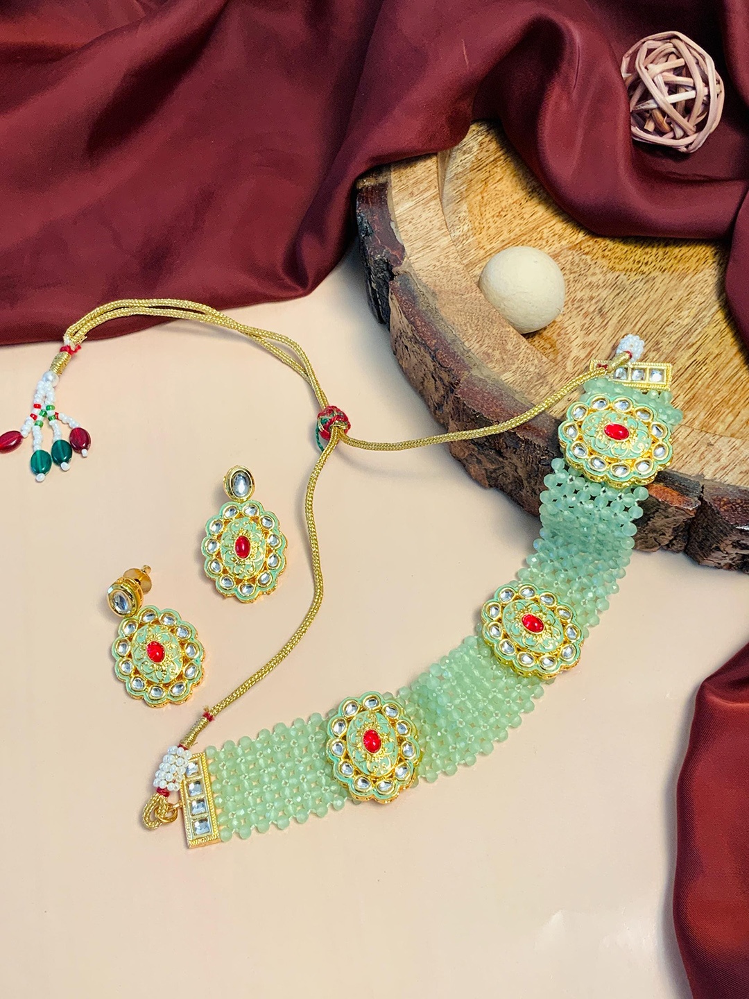 

ABDESIGNS Gold Plated Kundan Studded Jewellery Set