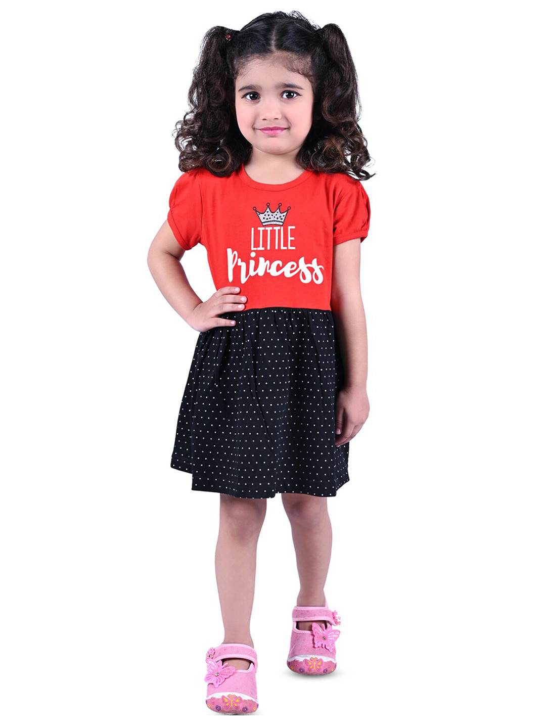

BAESD Girls Polka Dot Printed Fit & Flare Dress, Red