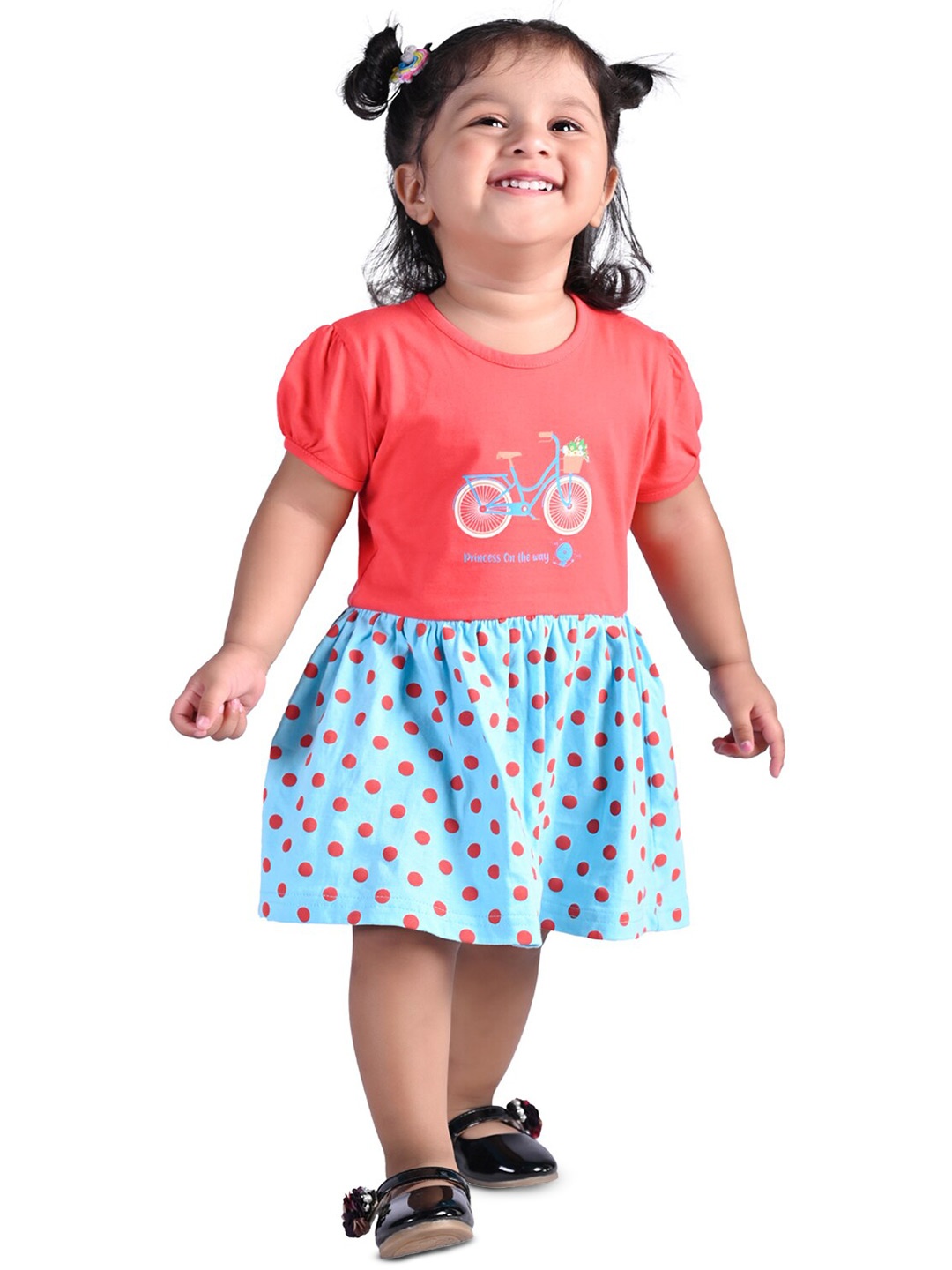 

BAESD Girls Polka Dot Printed Fit & Flare Dress, Red