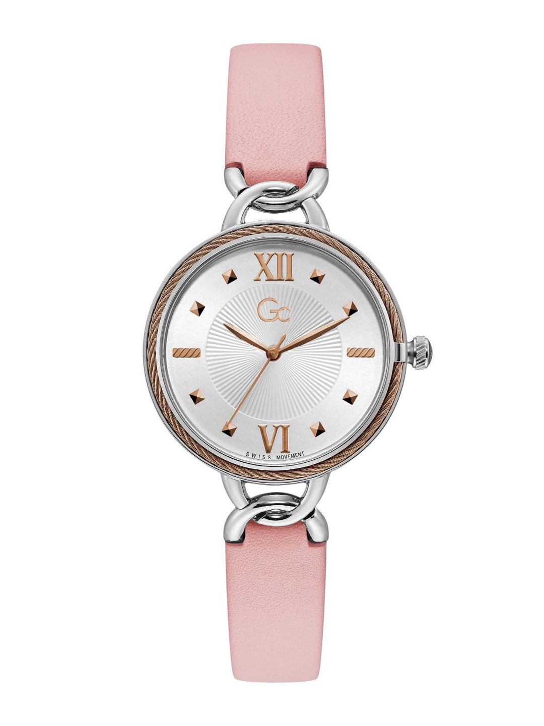 

GC Women Printed Dial Leather Straps Analogue Watch Y49005L1MF, Silver
