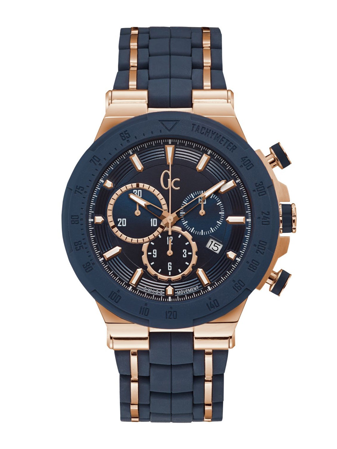 

GC Men Embellished Dial Swiss Made Analogue Watch Y35002G7-Blue