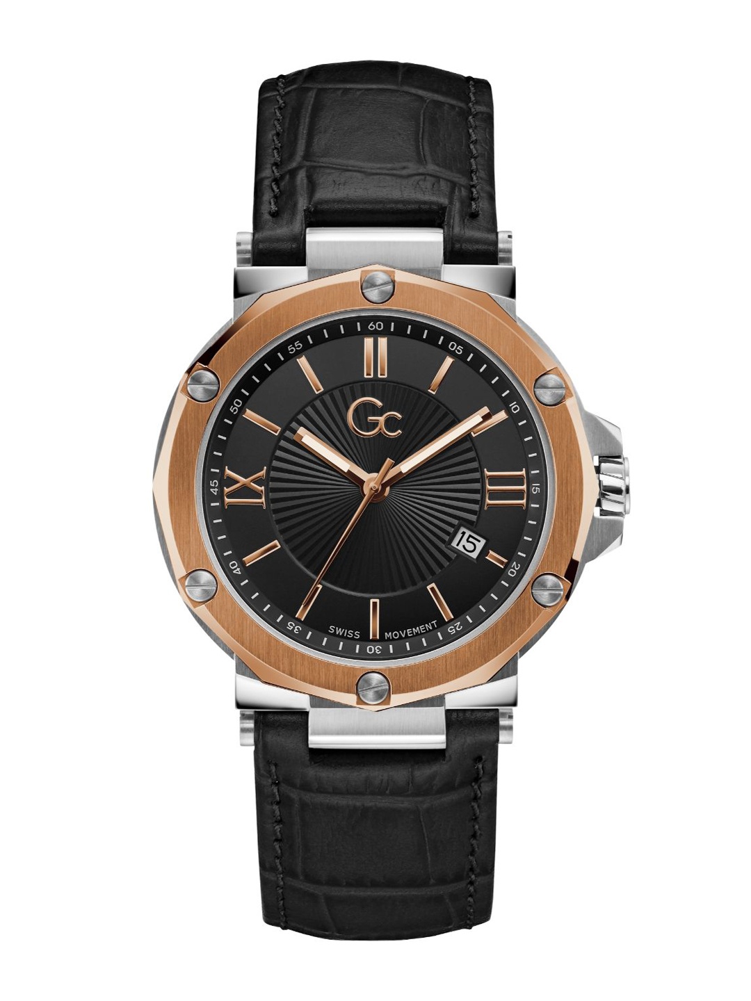 

GC Men Printed Leather Textured Straps Analogue Watch Y61005G2MF, Black