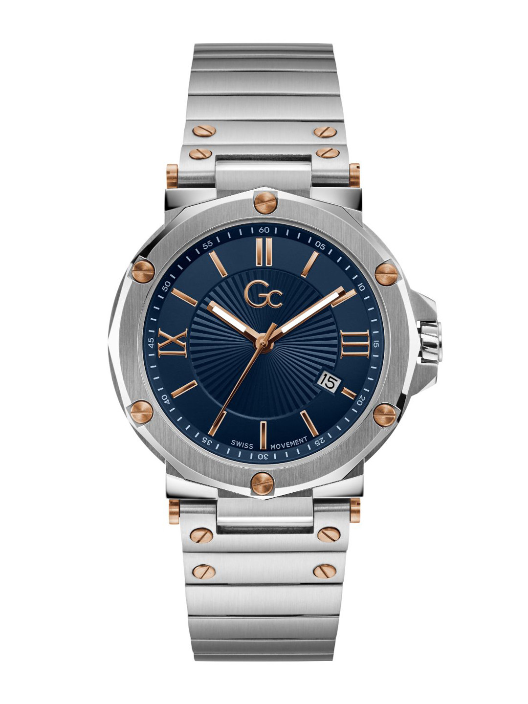 

GC Men Stainless Steel Bracelet Style Straps Analogue Watch Y61001G7MF, Blue