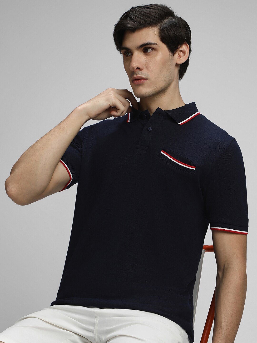 

Dennis Lingo Polo Collar Pure Cotton T-shirt, Navy blue