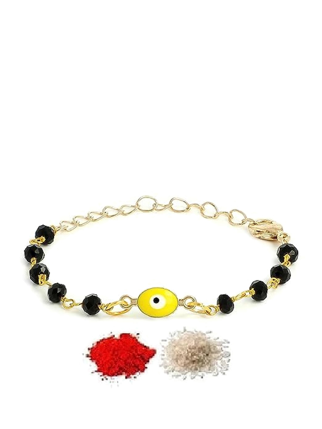

EL REGALO Kids Evil Eye Charm Rakhi With Roli Chawal, Yellow