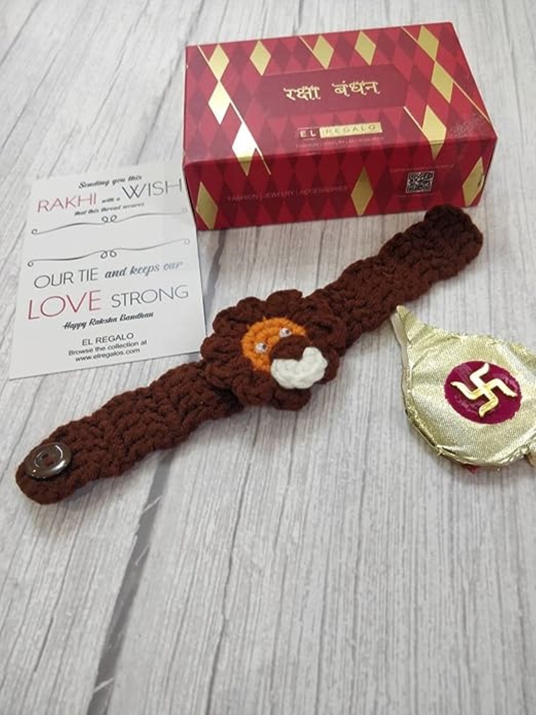 

EL REGALO Boys Rakhi With Roli Chawal, Brown