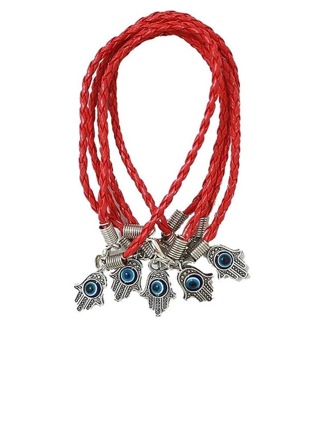 

EL REGALO Unisex Set Of 10 Evil Eye Charm Rakhis With Roli Chawal, Red