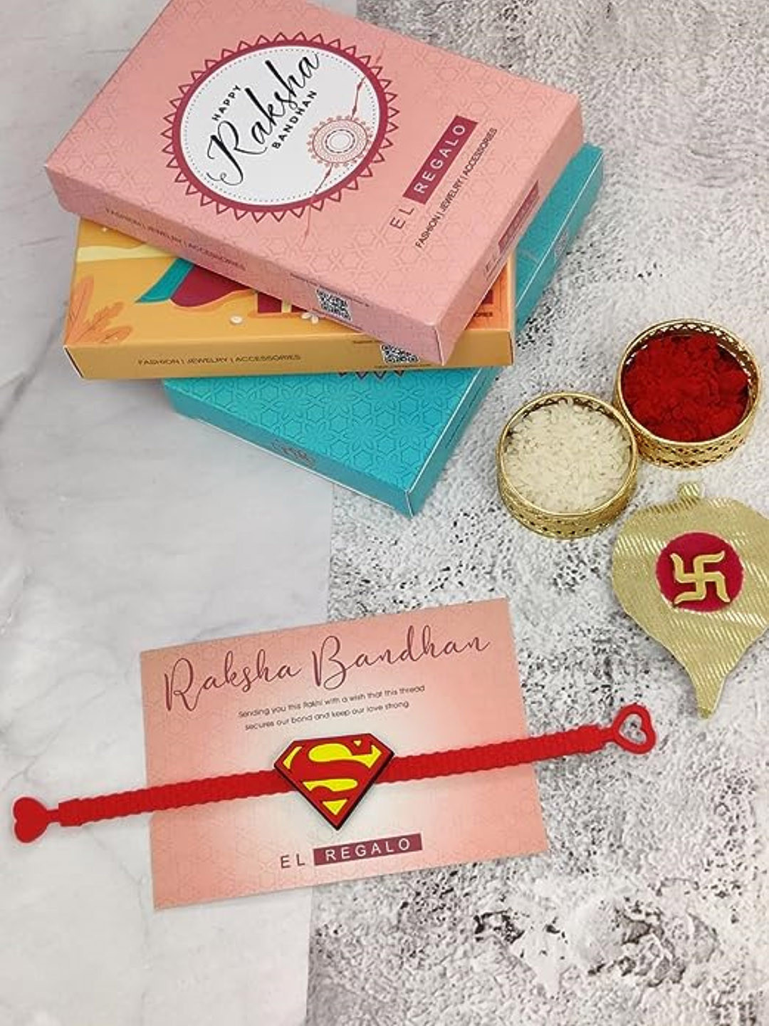 

EL REGALO Boys Spiderman Charm Rakhi, Red