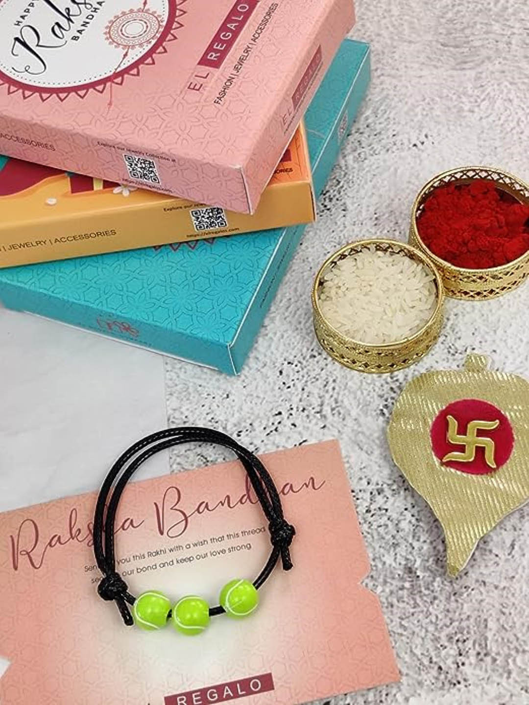 

EL REGALO Ball Charm Rakhi, Green